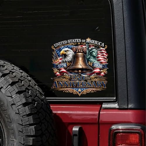 2pcs Car Window Stickers and Decals, USA 250th Anniversary Window Decal for Vehicles, 1776-2026 Patriotic Laptop Stickers, 250 Years Vinyl Bumper Graphic — view 5