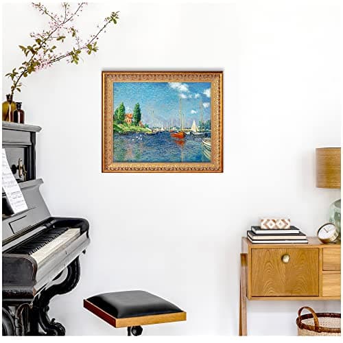 Red Boats, Argenteuil by Claude Monet Framed Size:24.5x20.5 inches,Image Size:20x16 inches World Classic Reproductions For HomeDecor,Vintage Pattern Gold Frame — view 4