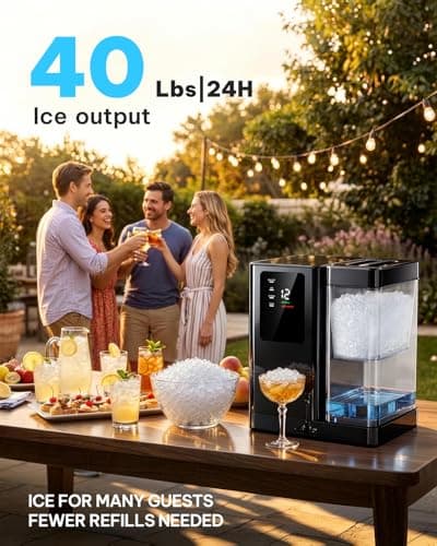 Silonn Nugget Ice Maker Countertop with 3L Detachable Tank – 40 lbs/Day Self-Cleaning & Timer, 40 dB Quiet for Home Bar Party Office, Chewable Nugget Ice Machine for Summer & Cold Drinks — view 2