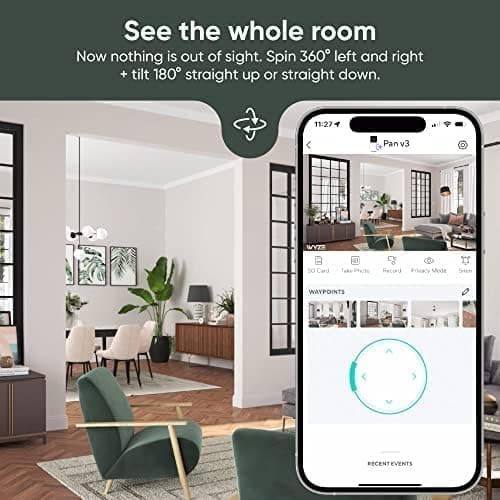 WYZE Cam Pan v3, Indoor/Outdoor IP65-Rated 1080p Pan/Tilt/Zoom Wi-Fi Smart Home Security Camera with Color Night Vision, 2-Way Audio, Compatible with Alexa & Google Assistant, Free Expert Setup — view 6