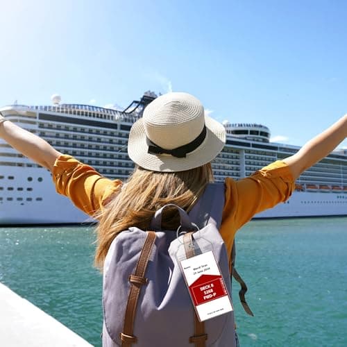 6 Pack Luggage Tags Travel Essentials & Cruise Essentials for NCL, Princess, Carnival, Royal Caribbean & Celebrity Cruise Ships by SEAVILIA — view 5