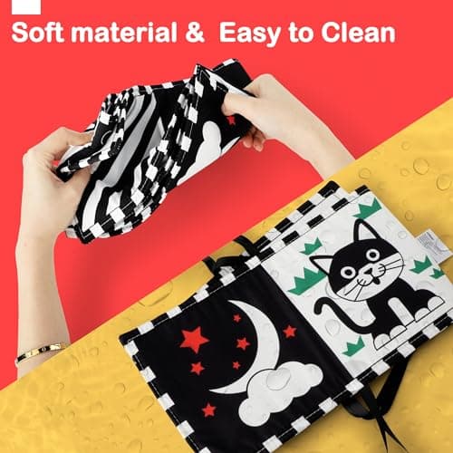 URMYWO Black and White Baby Toy, Tummy Time High Contrast Newborn Toys 0-3 Months, Soft Baby Book, Visual Stimulation Montessori Sensory Infant Toys 0-6-12 Months, Boy Girl Shower Gift — view 5