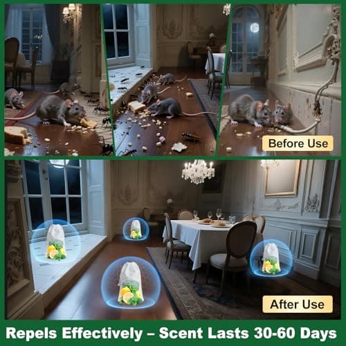 HLISIS 32PCS Mouse Rodent Repellent, Natural Mouse Repellent Peppermint Oil for Mice, Rats, Squirrels, Spiders and Pests, Keeps Pests Away Effectively from Garden & Home (Peppermint) — view 4