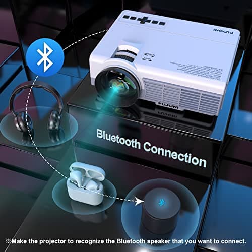 FUDONI Projector with 5G WiFi & Bluetooth, Native 1080P 18000L Portable Movie Projector for Home Theater Outdoor, Built-in Speaker, Compatible with HDMI, USB, AV, Fire Stick, Laptop, iOS, Android, PS5 — view 2