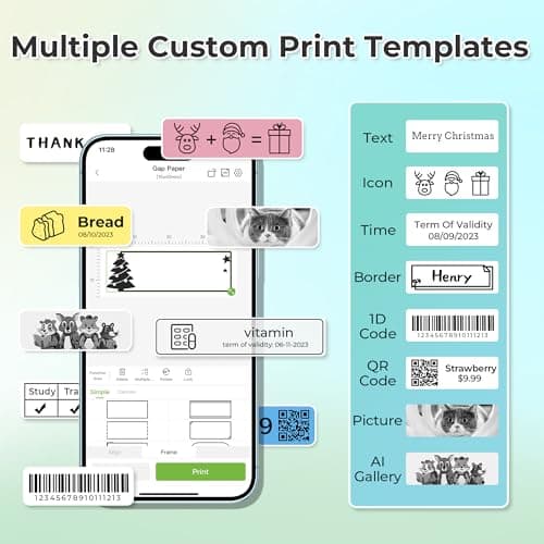 Label Maker Machine with Tape, P21 Portable Bluetooth Label Printer, Wireless Built-in Cutter Sticker Maker Mini Label Makers with Multiple Templates for Organizing Storage Office Home, Black — view 2