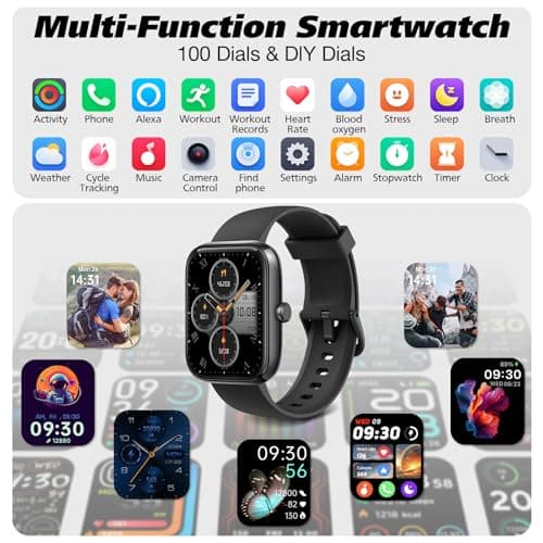 Smart Watch for Men Women with Bluetooth Call, Alexa Built-in, Heart Rate & Sleep Monitor, 1.83" DIY Dial Fitness Watch with 100+ Sport Modes, IP68 Waterproof, Compatible with Android iOS — view 5