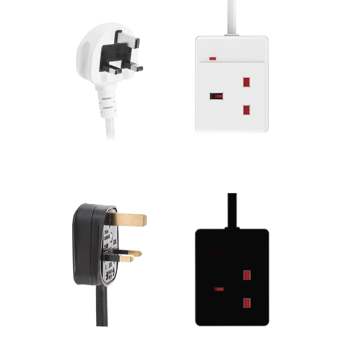 Extension Lead Power Plug Cable Cord Extender Multi Single Socket Strip Adapter 13A UK 3 Pin 4 Gang Way 5M White — view 2