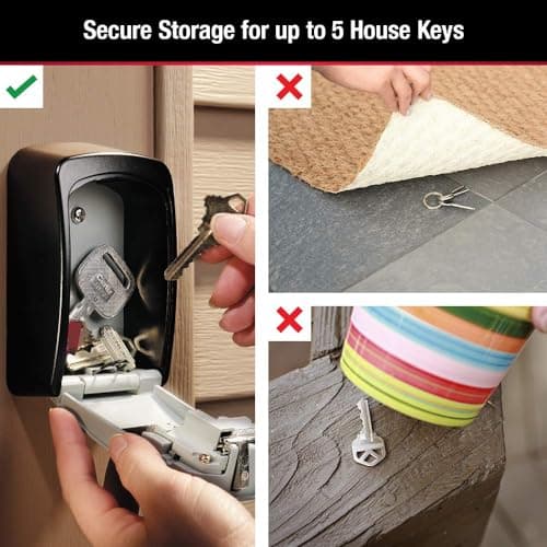 Master Lock Wall Mount Key Lock Box with Resettable Combination Lock, Outdoor Key Lock Box, 5 Key Capacity, 5401D — view 3