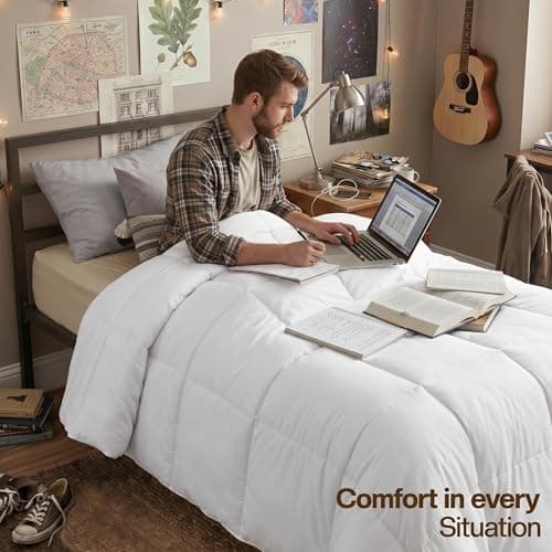 Utopia Bedding Twin XL Comforter Duvet Insert, Quilted White Comforter with Corner Tabs, Box Stitched Down Alternative Comforters Twin XL Size 68 x 92 inches — view 8