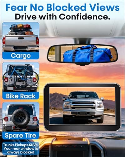 HD 1080P Backup Camera: 15-Min Easy Install 7 inch Large Screen Color Night Vision See Clearly at Night Up to 10 Meters - Reverse Camera for Trucks Cars Pickup SUVs Rear View Safety & Parking Assist — view 3