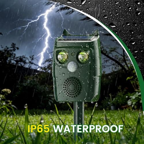 Ultrasonic Animal Repellent Outdoor, Solar Power Cat Rodent Raccoon Repeller, Squirrel Skunk Control Device with Motion Sensor and FIashing Light, Waterproof Rabbt Snake Deterrent for Outdoor — view 5