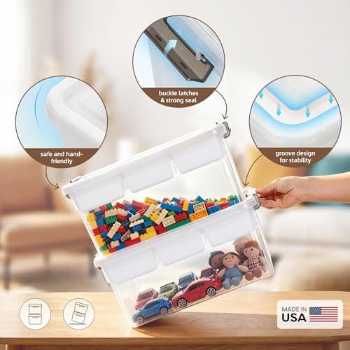 Citylife 17 QT Plastic Storage Box with Removable Tray Craft Organizers and Storage Clear Storage Container for Organizing Bead, Tool, Sewing, Playdoh, Coloring Books, Markers — view 4