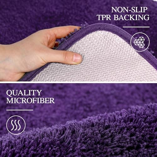 Walensee Bathroom Rug Non Slip Bath Mat for Bathroom (16 x 24, Dark Purple) Water Absorbent Soft Microfiber Shaggy Bathroom Mat Machine Washable Bath Rug for Bathroom Thick Plush Rugs for Shower — view 4