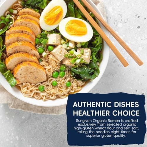 SUNGIVEN Organic Ramen Noodles, Healthy Low Sodium Noodles, Ready in 3 Minutes, Non-Fried Instant Noodles, No Additives or Preservatives, 2.46 OZ (Pack of 10) 24.69 Oz — view 6