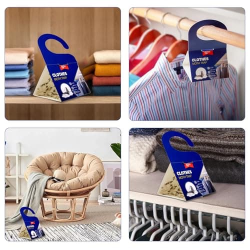 【𝐇𝐢𝐠𝐡𝐥𝐲 𝐄𝐟𝐟𝐞𝐜𝐭𝐢𝐯𝐞】 Clothes Moth Traps with Extra Strength Pheromone Attractant -NonToxic Sticky Glue for Closet and Carpets Bearing Webbing Moths, 6 Pack — view 5