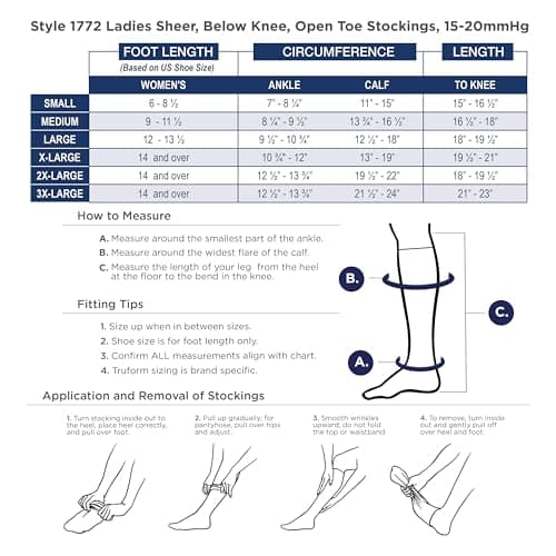 Truform 1772, Women's Compression Stockings,Sheer, Knee High, Open Toe, 15-20 mmHg, Medium, Nude - 0.25 pound (1772ND-M) — view 5