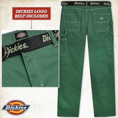 Dickies Womens Work Pants with Belt - Relaxed Fit Straight Leg High Waisted Carpenter Pants for Women with Utility Pockets, Dark Ivy, 32 — view 4