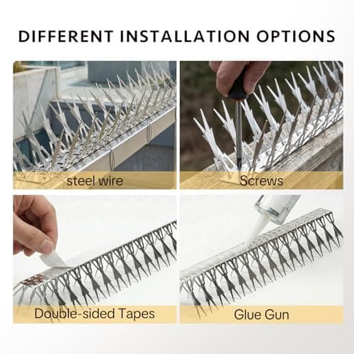 OFFO Bird Spikes, Stainless Steel Pigeon Spikes for Outside to Keep Bird, Crows and Woodpeckers Away, Covers 40 Feet（12m） — view 5