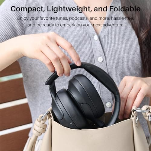 TOZO Hybrid Active Noise Cancelling Headphones, Wireless Over Ear Bluetooth Headset, 60H Playtime, Hi-Res Audio Custom EQ via App Deep Bass Comfort Fit Ear Cups, for Home Office Travel — view 8