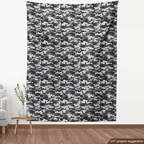 Lunarable Camo Print Fabric by The Yard, Grayscale Abstract Camouflage Demonstration Repetition of Stains, Decorative Fabric for Upholstery and Home Accents, 3 Yards, Green Grey — view 3