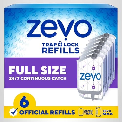 Zevo Flying Insect Trap Official Refill Cartridges - Fits Zevo Trap and MAX Indoor Fly Trap, Trap+Lock Technology Fly Trap Refill for Gnats, House Flies & Fruit Flies (6 Official Refill Cartridges) — view 9