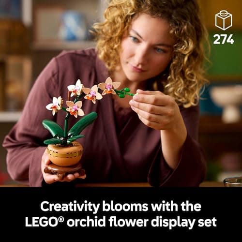 LEGO Botanicals Mini Orchid Building Set - Artificial, Fake Orchid for Home Decor, Adults Ages 18+ - Gift for Graduation- Indoor Plant Decorations for Table, Desk, Office - 10343