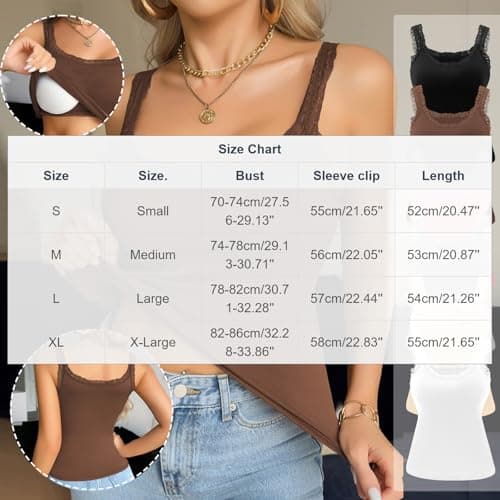 Women's Padded Square Neck Tank Tops Lace Summer Double Layer Sleeveless Tank Shirts Basic Going Out Clothes — view 3