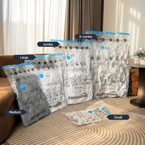 Amazon Basics Vacuum Compression Storage Bags with Hand Pump - 20 Pack (5 Small, 5 Medium, 5 Large & 5 Jumbo) — view 6