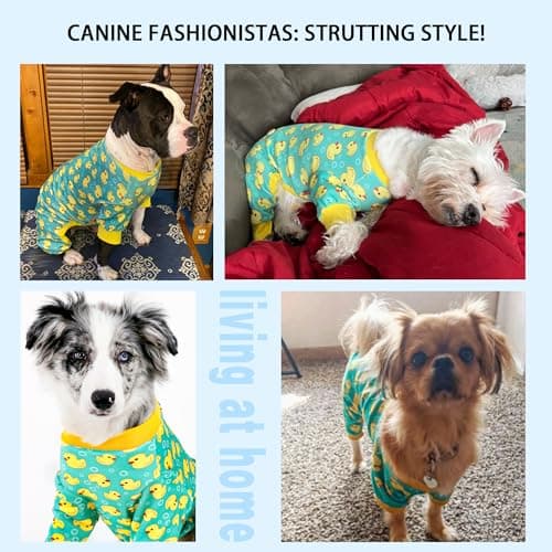 Paiaite Dog Pajamas Onesie: Comfortable Four-Legged Apparel for Small, Medium, & Large Dogs, Polyester Material for Comfort, Wrinkle Resistance, Moisture Wicking, and Stretchiness Yellow Duck M — view 3