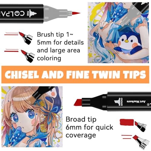 colpart 120 Colors Alcohol Markers Brush Tip Dual Tip Art Markers Christmas Gifts Marker Pens for Adult Coloring Painting Supplies Perfect for Painting, Coloring, Sketching and Drawing