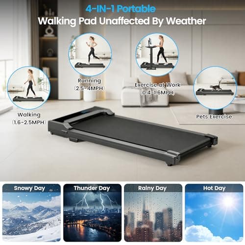 Walking Pad Treadmill for Home - Under Desk Walking and Running with Remote Control Portable Electric Machine Adjustable Slim Compact with 0.6-4.0MPH Modes Max up 265 Lbs for Home Office — view 4