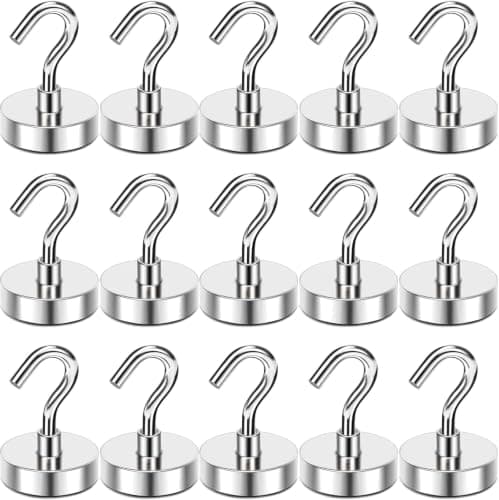 MIKEDE Magnetic Hooks 15Pack 30lbs+ Magnet Hook Cruise Cabin Ship Essentials Heavy Duty Strong Magnets Refrigerator Fridge Hanging for Classroom Beach Vacation Kitchen Grills Home ﻿