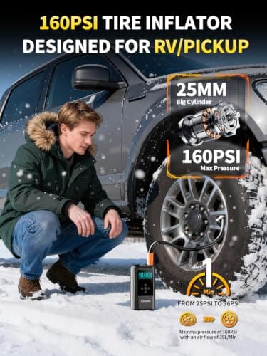 6000A Booster Pack Jump Starter with Air Compressor, Car Booster Battery Pack,10-in-1 Battery Power Pack 12V Jump Box with 160PSI Tire Inflator LED Light and Jumper Cables (10L Diesel All Cars)
