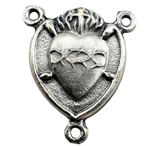 Westmon Works Sacred Heart of Jesus Centerpiece Italian Metal Rosary Center with Laminated Made in the USA Holy Prayer Card