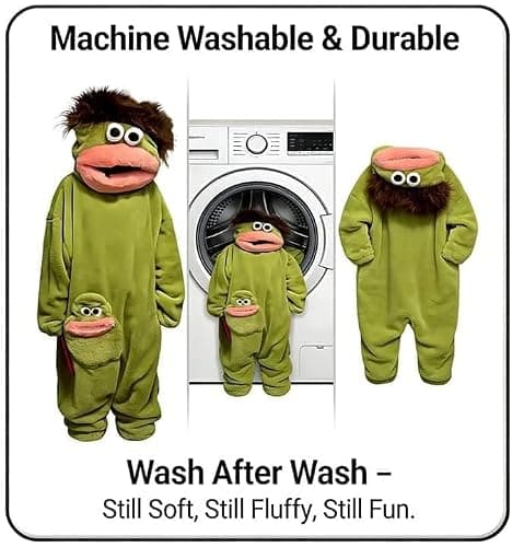 Silly Onesie Adult Funny Big Mouth Monster Hooded Fleece Pajamas Plush One Piece Cosplay Loungewear No Comb and Shoes — view 5
