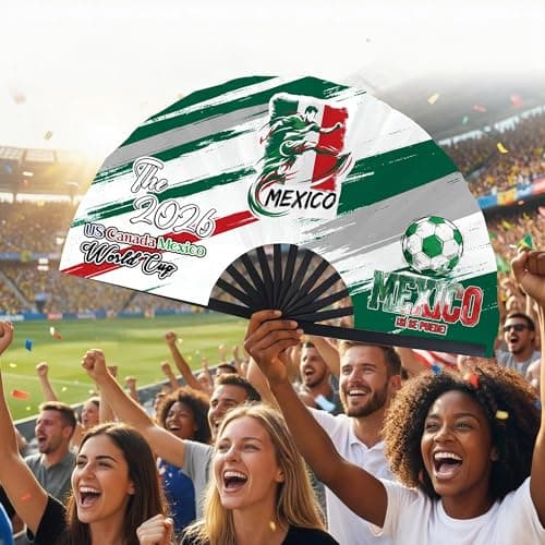 Yjiuhao 2026 World Soccer Cup Folding Fans – Soccer Game Day Essentials for Stadium Chants, Party Favors, Gifts & Accessories, Mexico Jersey Outfit for Women Men — view 3