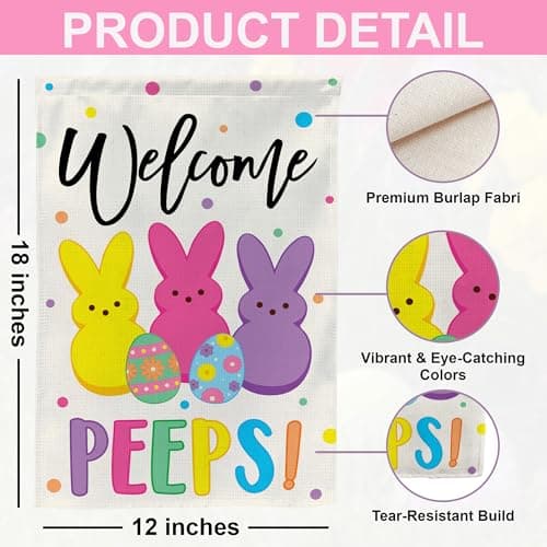 Easter Garden Flag (12x18) Double Sided - Welcome Bunny Spring Yard Flag - Easter Decorations Outdoor - Holiday Flag for Porch Patio Lawn Garden Decor — view 3