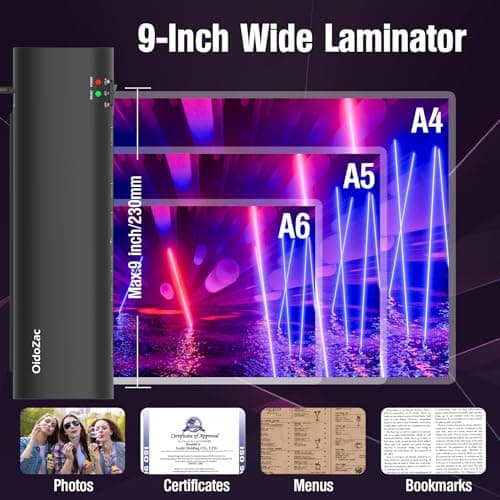Laminator Machine, 9-Inch Letter Size Laminating Machine with 15 Laminating Pouches for Small Desktop, 4 in 1 Never Jam Thermal Laminator with Trimmer Corner Rounder for Office School Home — view 5