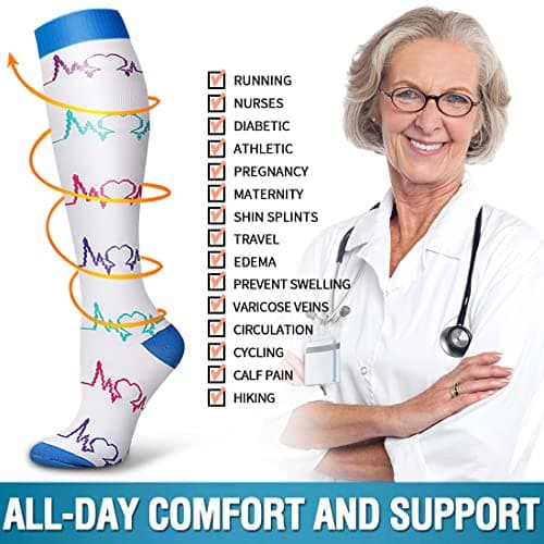 Bluemaple 6 Pack Copper Compression Socks for Women and Men Circulation-Best Support for Medical, Running,Nursing,Athletic — view 5
