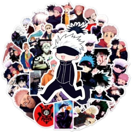 50Pcs Manga Jujutsu Kaisen Stickers Mixed Pack Hot Cartoon Anime Stickers Decorative Sticker for Kids Teens Adults Waterproof Sticker for Water Bottle Laptop (Zs) — view 5