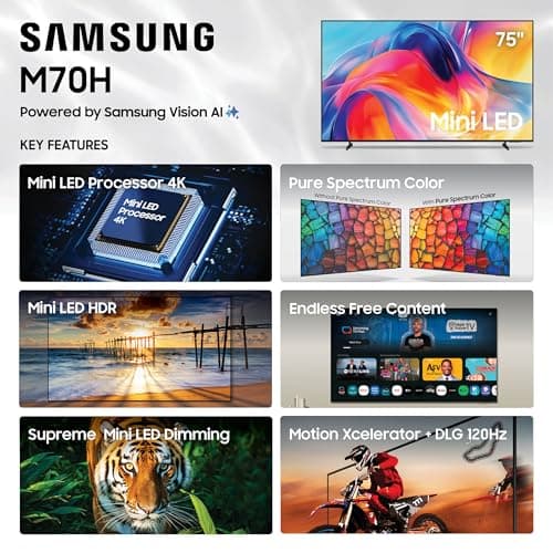 Samsung 75-Inch Class Mini LED M70H Series Samsung Vision AI Companion Smart TV (2026 Model, 75M70H) Processor 4K, Pure Spectrum Color, Motion Xcelerator + DLG 120Hz — view 2