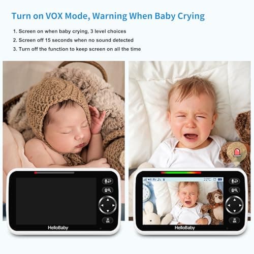 HelloBaby No WiFi Baby Monitor 5" Screen 30-Hour Battery Pan-Tilt-Zoom Video Upgrade with Camera and Audio, Night Vision, VOX, 2-Way Talk, 8 Lullabies and 1000ft Range, HB6550 — view 5