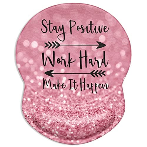 ITNRSIIET Ergonomic Mouse Pad with Gel Wrist Support Small Wrist Rest Smooth Surface Non-Slip PU Base Comfortable Office Supplies Pain Relief, 8.7 x 7.2 inches, Pretty Inspirational Quotes
