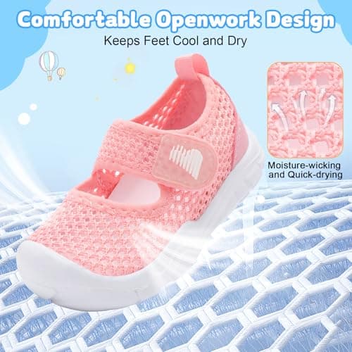 JOINFREE Toddler Water Shoes Barefoot Design with Adjustable Strap Lightweight Quick Dry Shoes for Baby Girls and Boys Swim Pool Beach Splash Pad Pink Toddler 5 — view 2