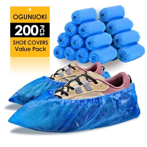 Shoe Covers Disposable - 200 Pack (100 pairs) Premium Shoe & Boot Covers Non-slip Shoe Booties for Guest Repairman, Fits Up to US Men's 11 & US Women's 13
