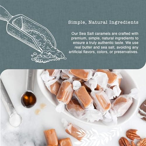 Taras Gourmet Sea Salt Caramels | All Natural Candy | Creamy & Individually Wrapped with Real Butter (20 oz) — view 3
