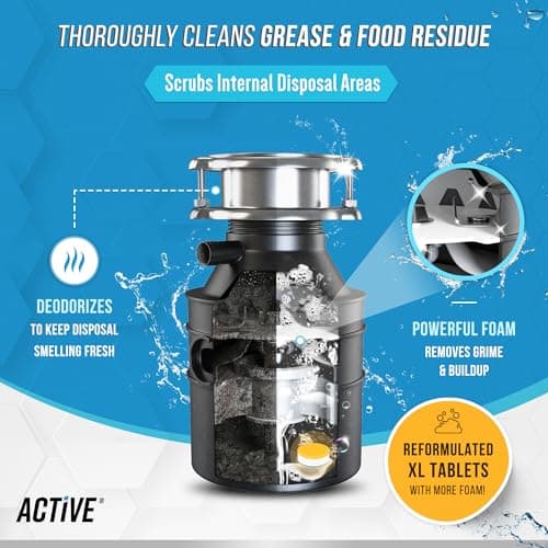 Garbage Disposal Cleaner Deodorizer Tablets - 24 Pack, New Powerful XL Foaming Tablet - Fresh Citrus Foam Sink Garburator Disposer Freshener, Natural Kitchen Drain Cleaning Care - 1 Year Supply — view 2