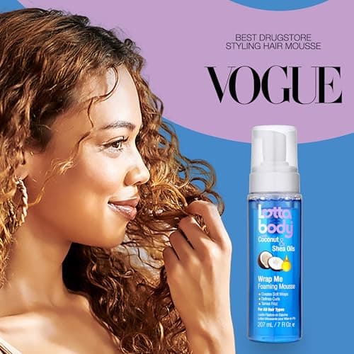 Lottabody Wrap Me Foaming Mousse with Coconut & Shea Oils, Lightweight Moisture-Rich Curl-Defining & Frizz-Control Styling Mousse for Natural Curly, Coily & Relaxed Hair, 7 oz — view 5