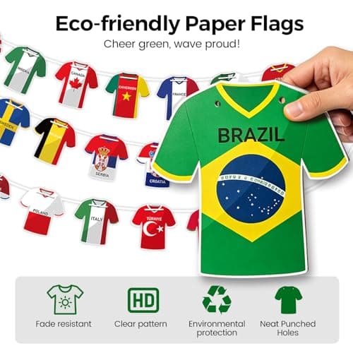 2026 World Soccer Jersey Flag Bunting Banner 49 Pcs - International Country String Flags Garland for Stadium Watch Parties, Sports Bar & Outdoor Celebrations, Fan Merchandise Decoration — view 3