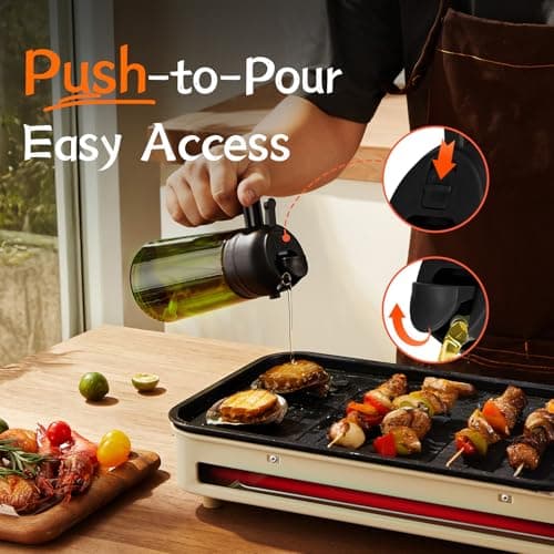 TrendPlain 470ml Olive Oil Dispenser Bottle for Kitchen Gadgets - 2 in 1 Dispenser and Sprayer - Olive Oil Spray Bottle w/Stickers (Light Blockage) - BPA Free - Black&Green — view 4